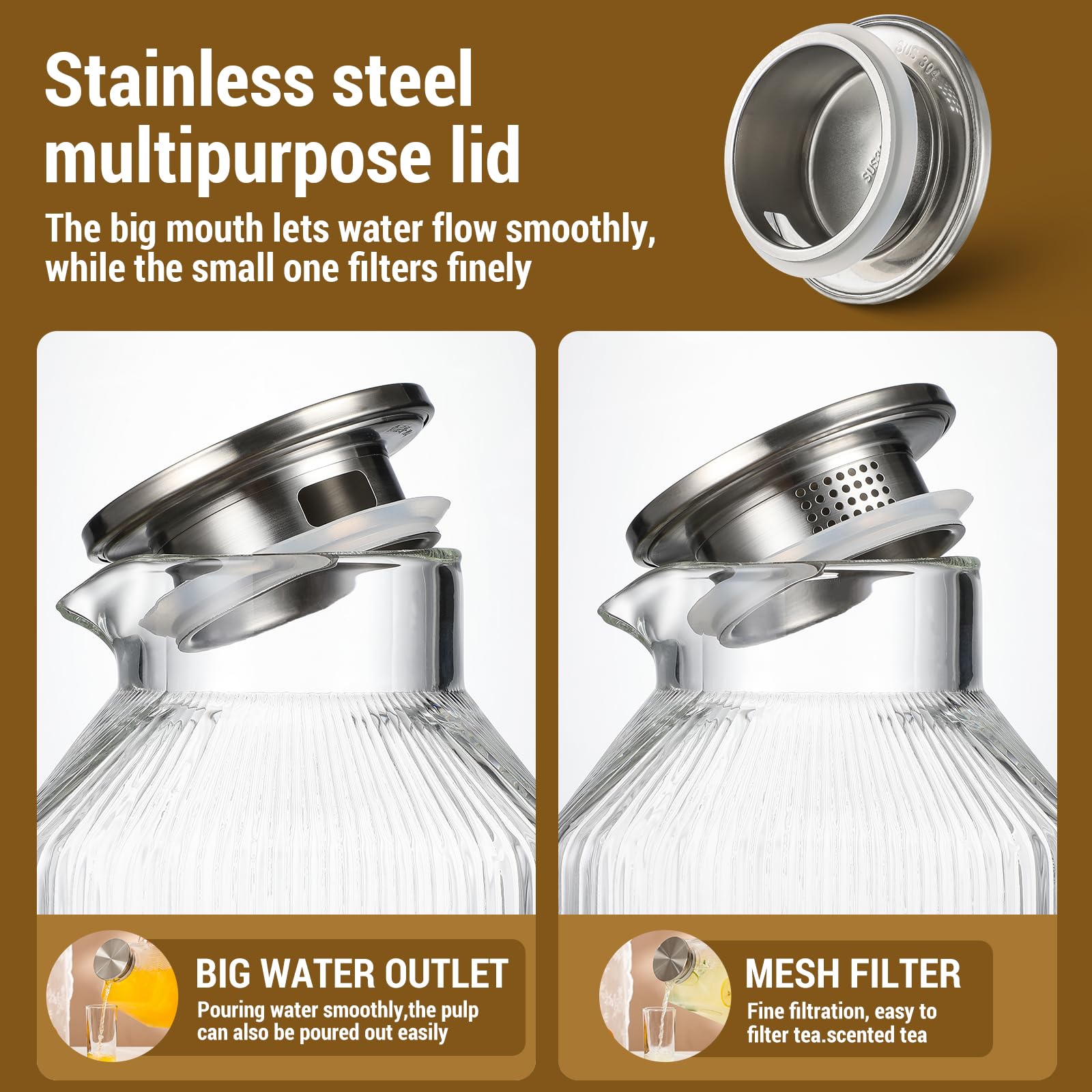 Snuvid fine-mesh spout strains tea leaves and fruit pulp for clean, flavorful beverages.