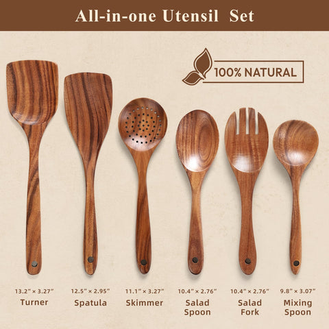 Snuvid teak wood utensils neatly stored in a kitchen drawer