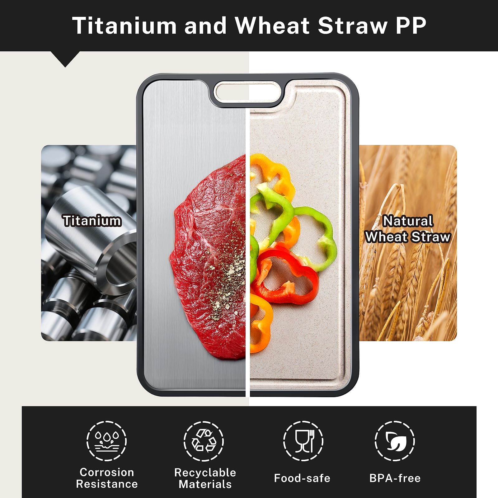 Snuvid Titanium surface highlights a non-porous, knife-friendly area.