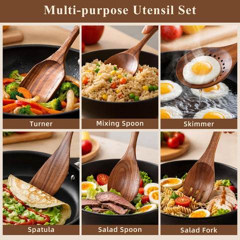 Snuvid turner and spatula in teak wood for smooth flipping