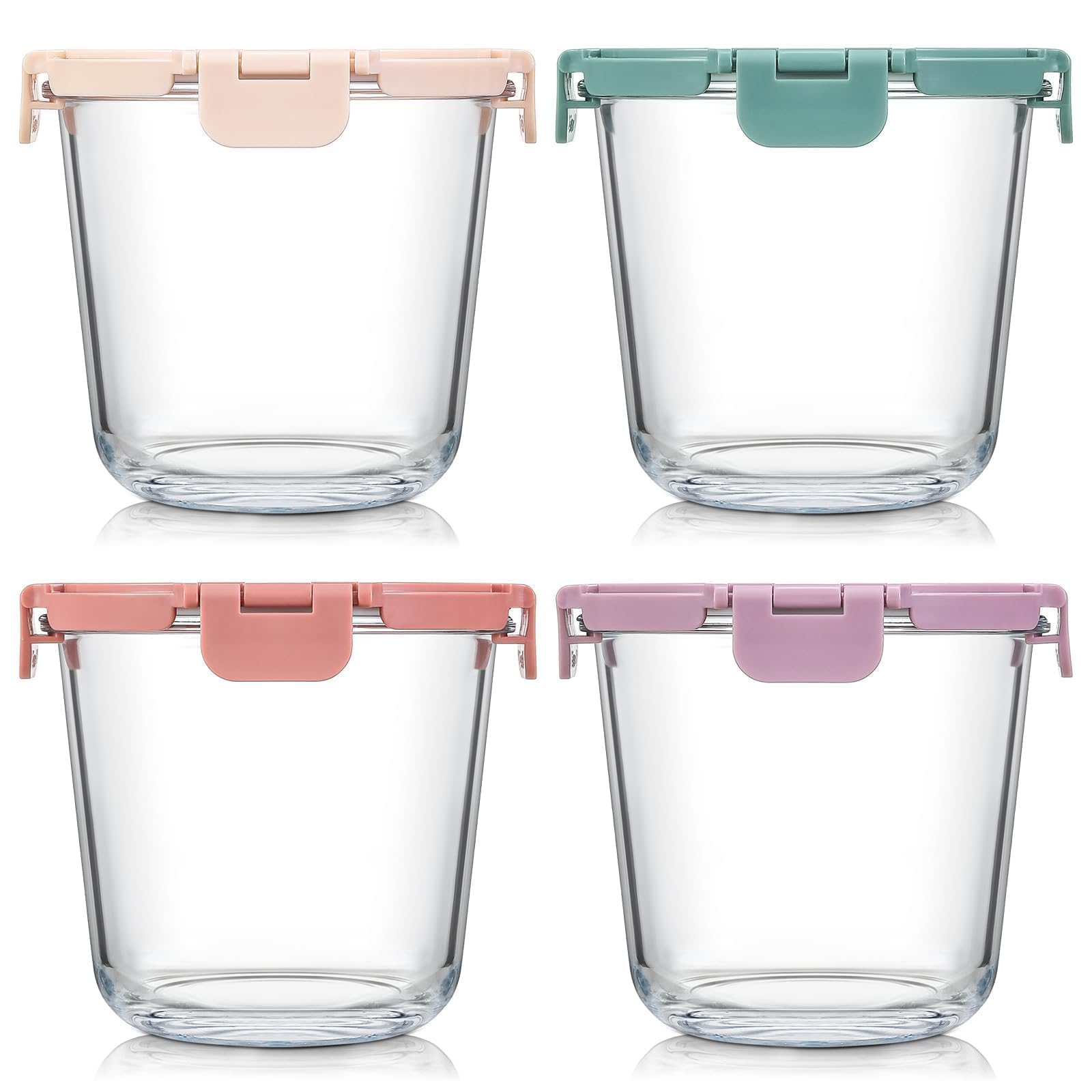Snuvid upgraded-lid 4-set glass containers show durable hinges for reliable meal prep.