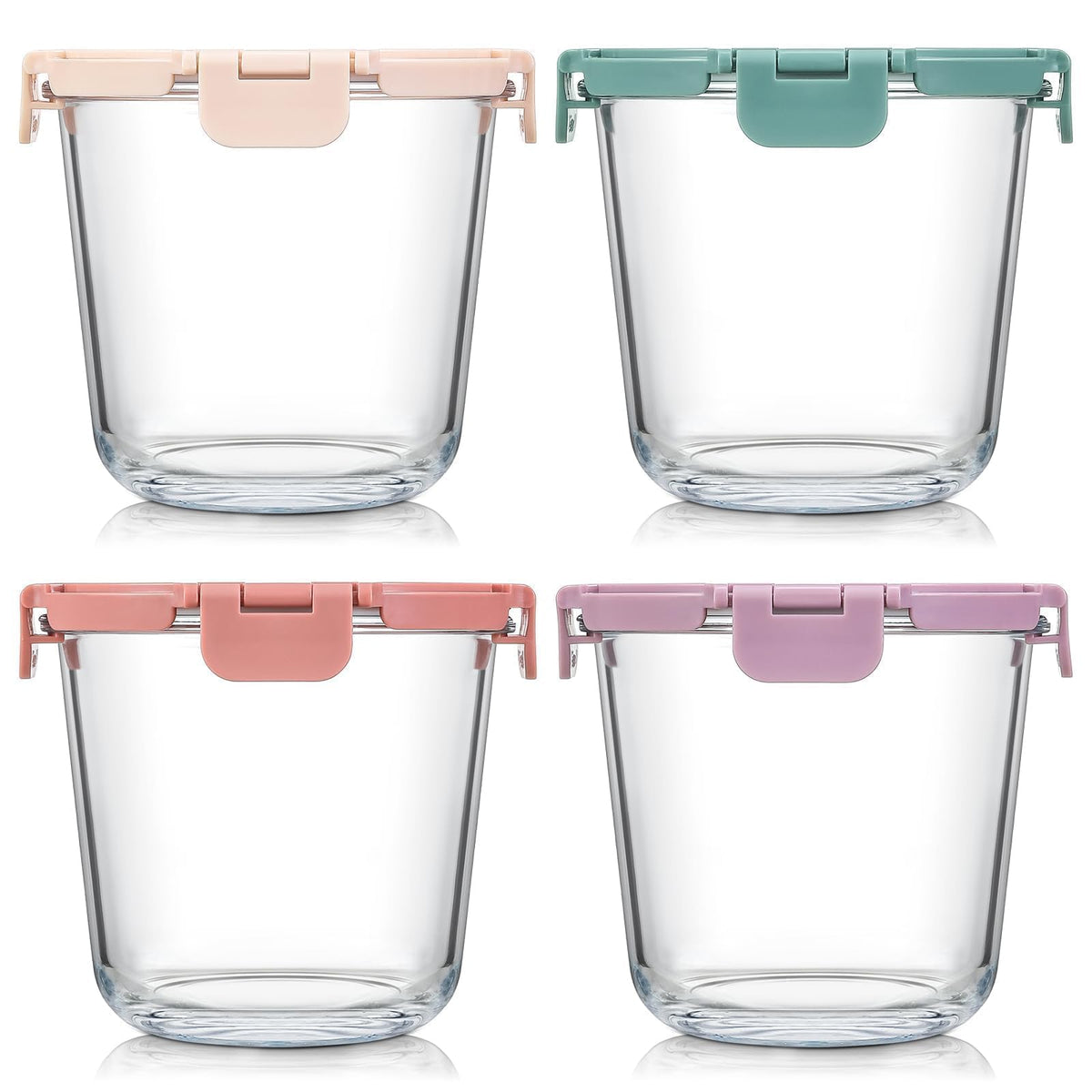 Snuvid upgraded-lid 4-set glass containers show durable hinges for reliable meal prep.