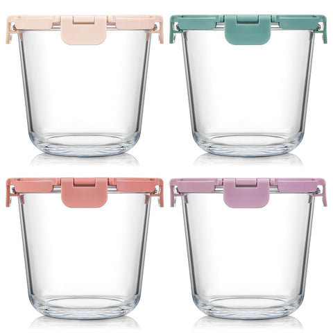 Snuvid upgraded-lid 4-set glass containers show durable hinges for reliable meal prep.