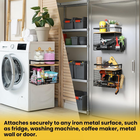 Snuvid Wider Shelf versatile use in laundry or garage storage.