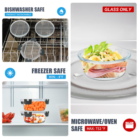 SOACOAKO container open-lid for safe heating with lids removed