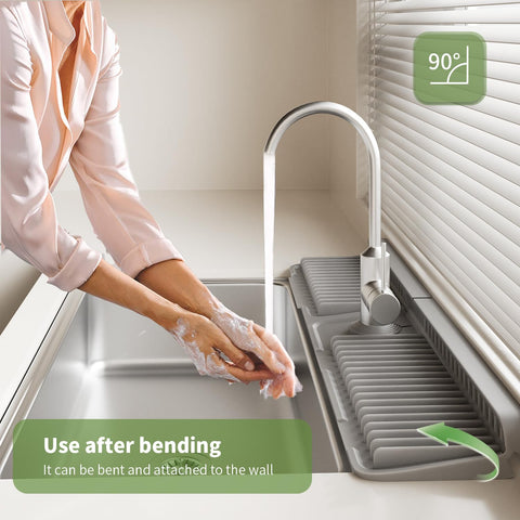 SOCORIA faucet mat 18x5.5-inch option fits smaller sinks and keeps surfaces tidy
