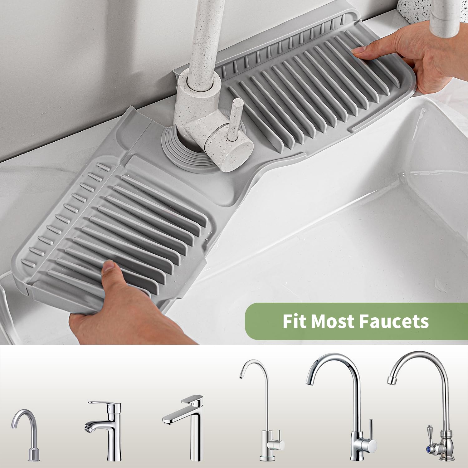 SOCORIA faucet mat cut-to-fit design enables a precise fit for various faucet openings