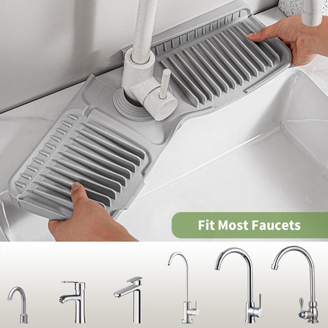 SOCORIA faucet mat cut-to-fit design enables a precise fit for various faucet openings
