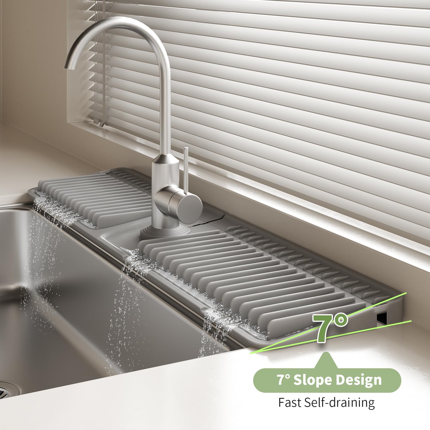 SOCORIA faucet mat dish soap holder area holds sponges while draining