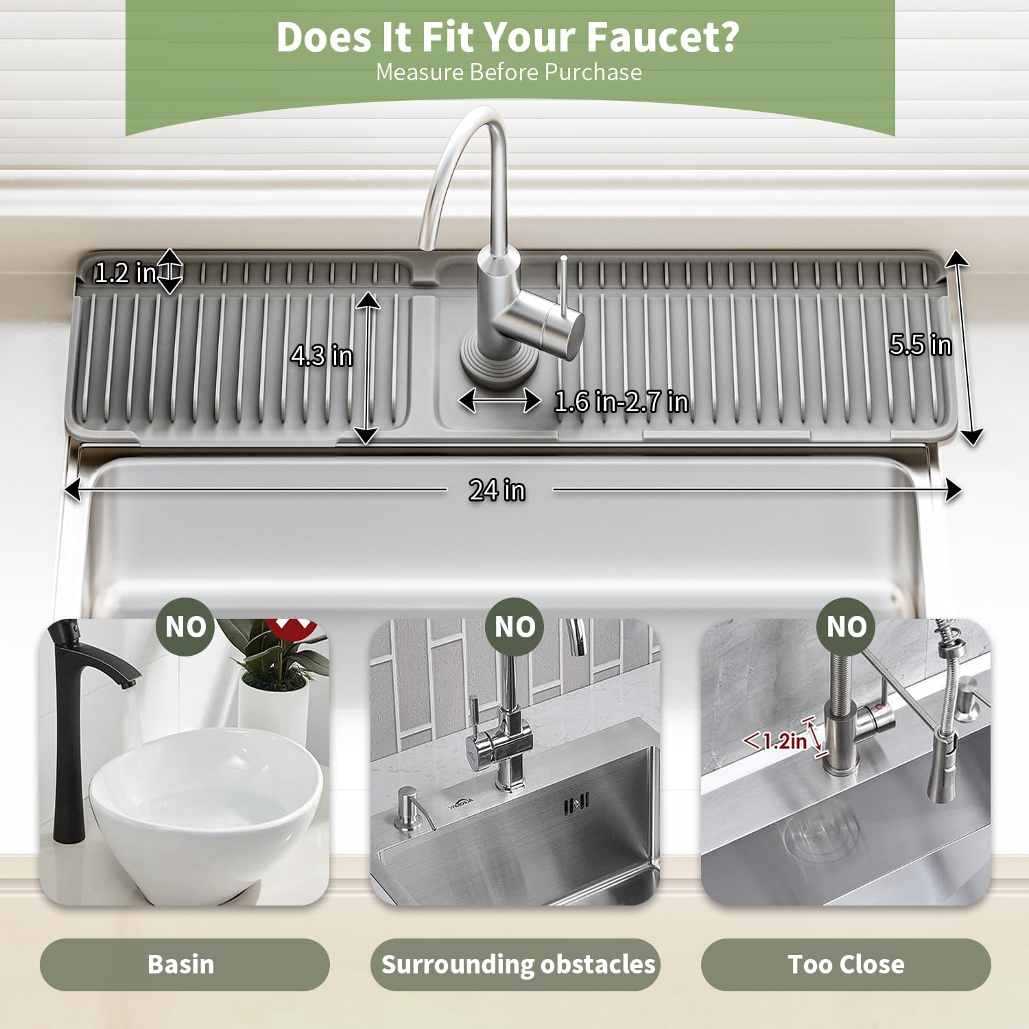 SOCORIA faucet mat self-draining silicone is easy to clean after daily use