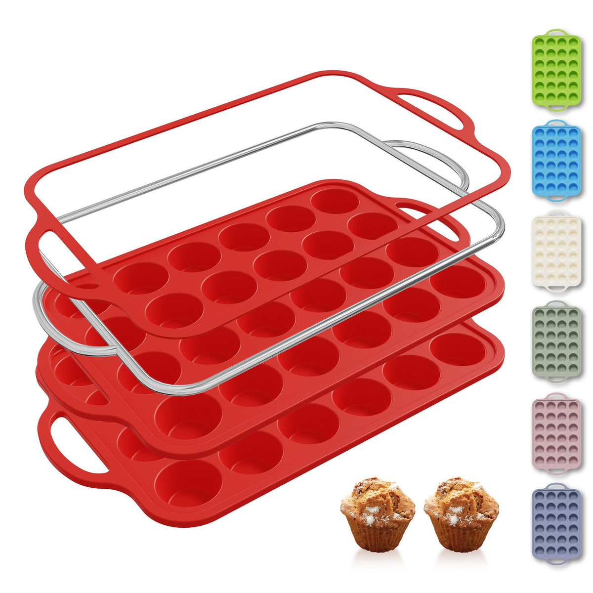 Socisen 2-pack 24-cup muffin pan with metal frame for durable baking