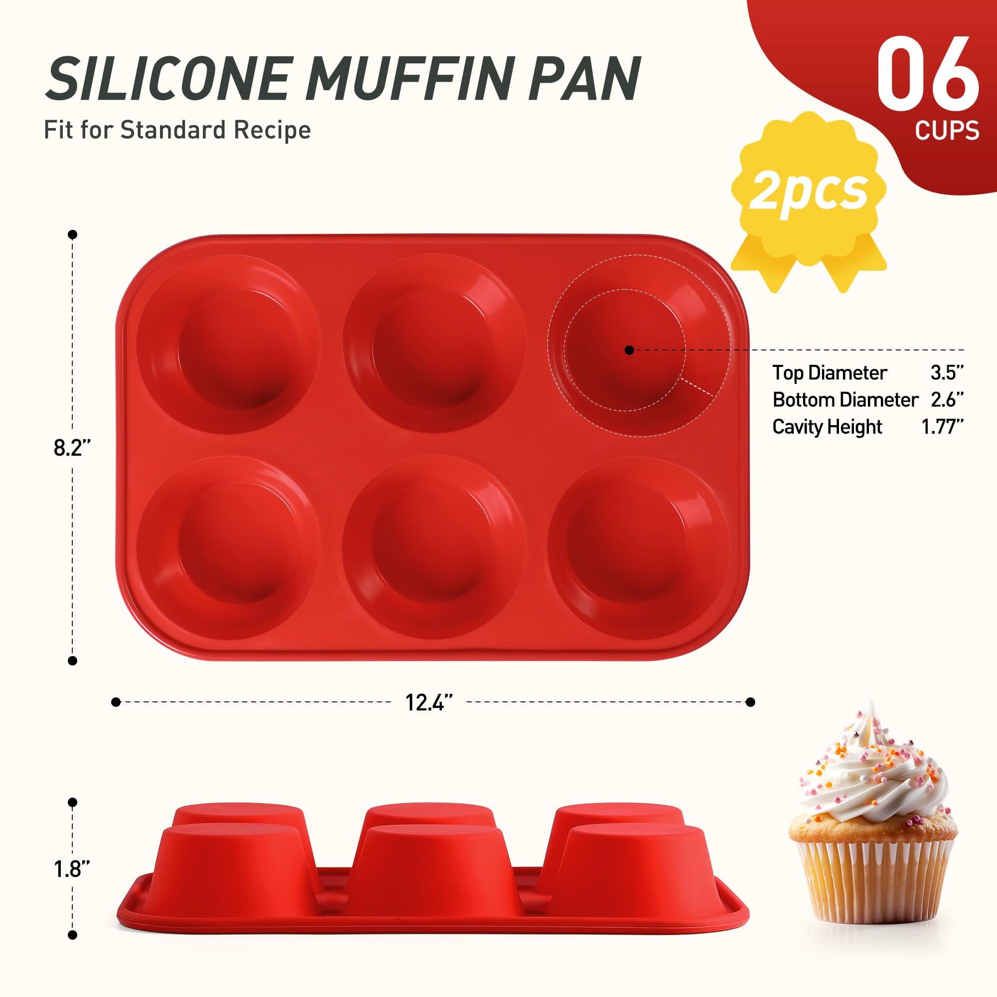 Socisen 2-pack jumbo-size pan top view shows even cup alignment for consistent results.