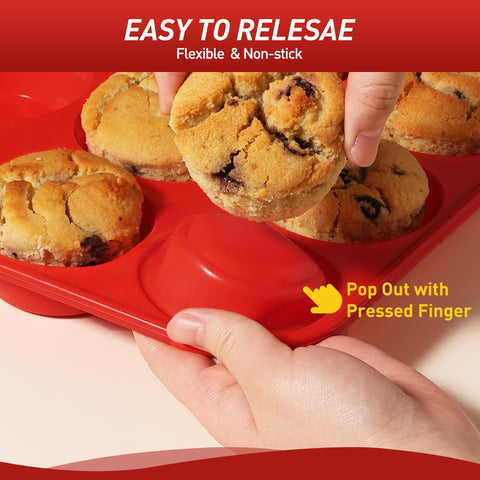 Socisen 2-pack nonstick release image demonstrates easy muffin removal.