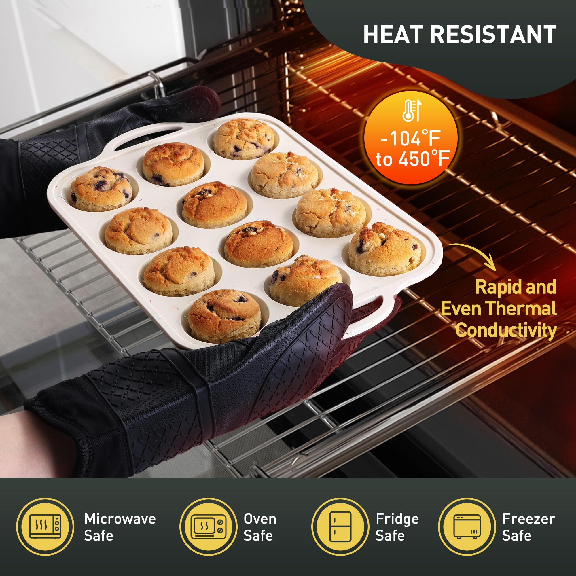 Socisen non-stick silicone resists staining for easy cleanup.