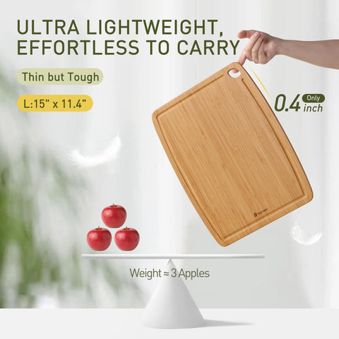Socisen two-sided bamboo board for prep and serving.