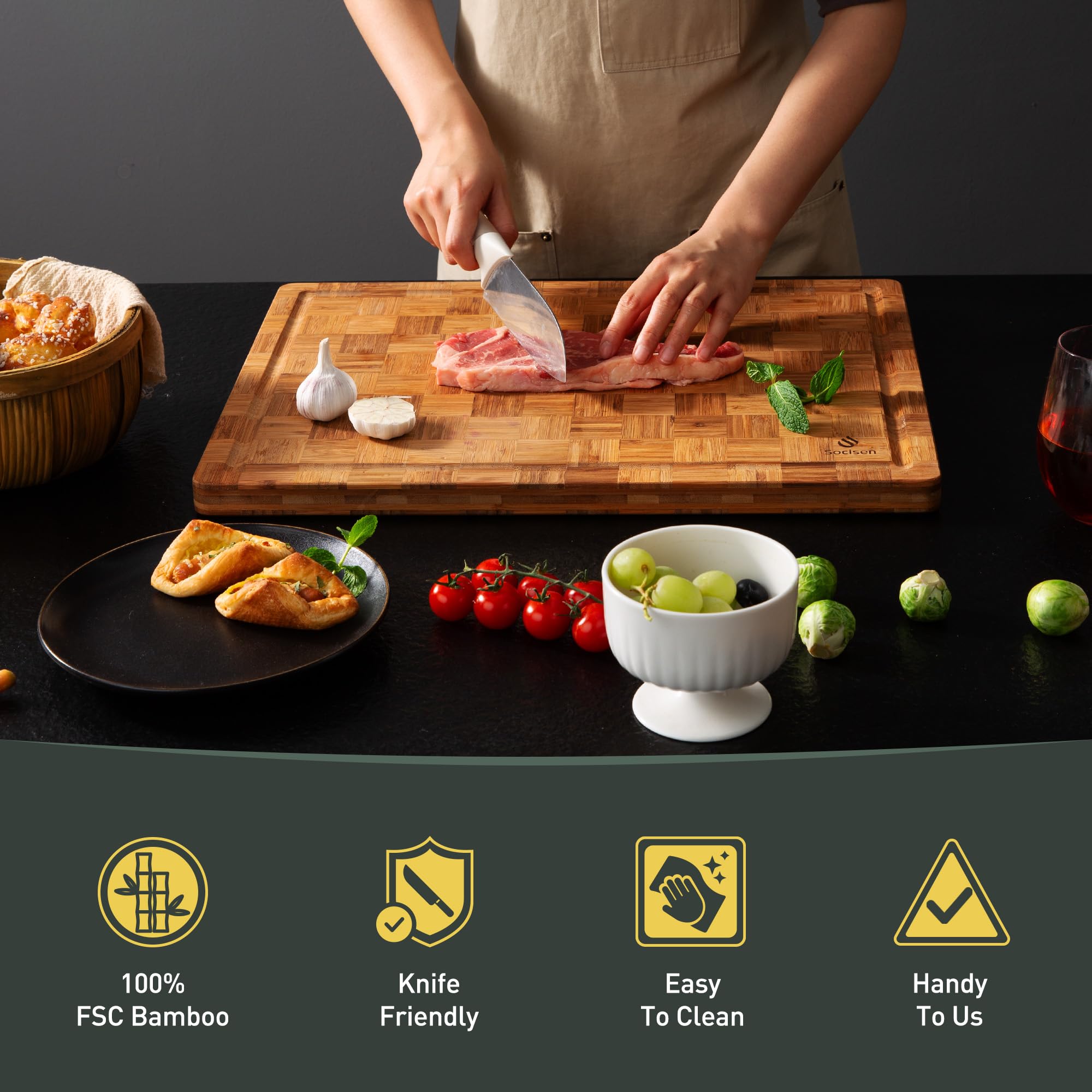 Socisen knife-safe surface protects blades during prep