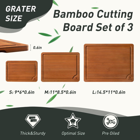 Socisen bamboo cutting board medium 11x8-5 for versatile prep.