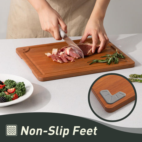 Socisen board with non-slip feet keeps prep stable on counters