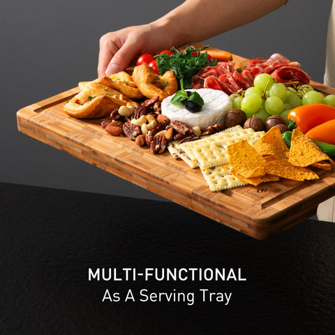Socisen board provides a generous serving area for platters