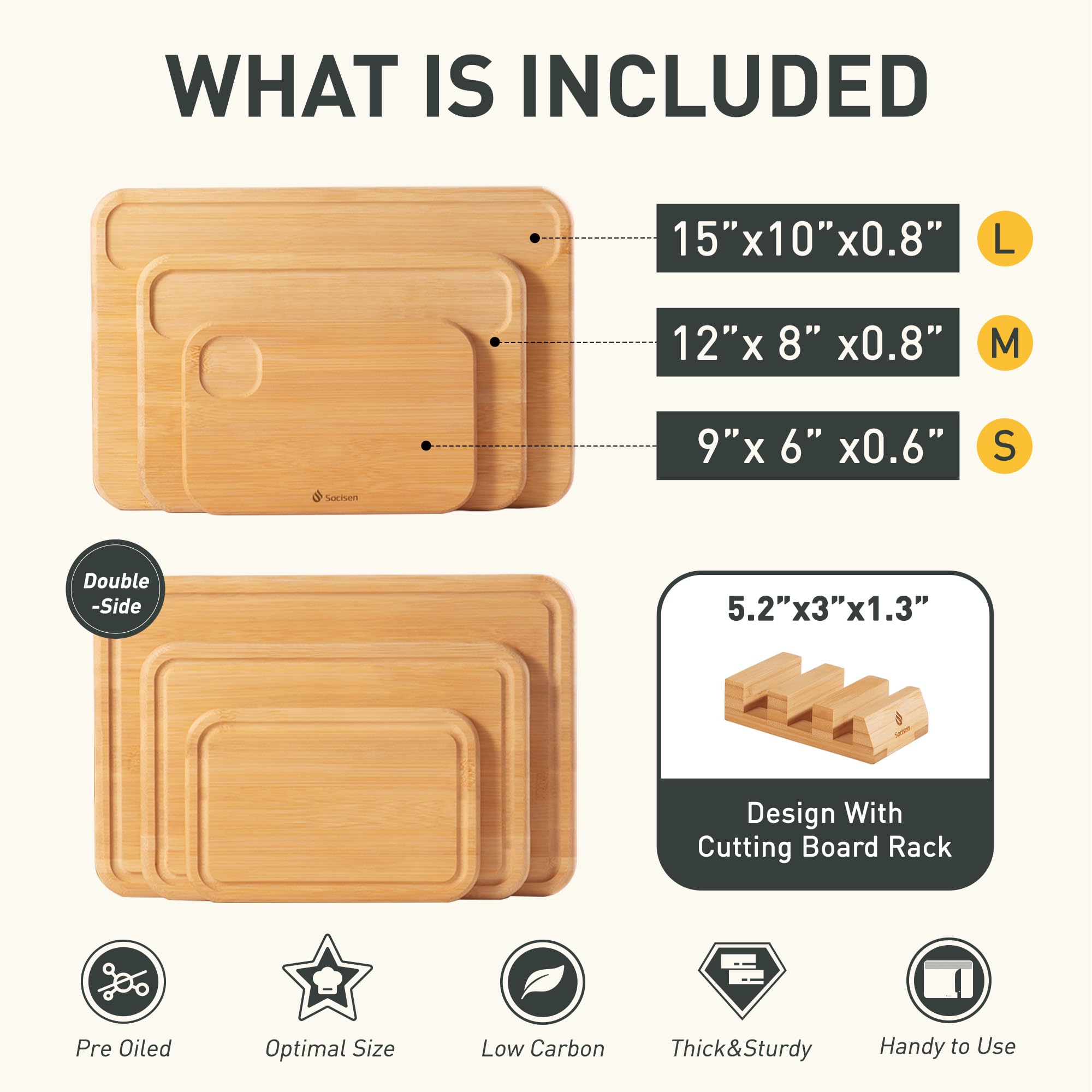 Socisen 9x6in bamboo cutting board ideal for fruit prep