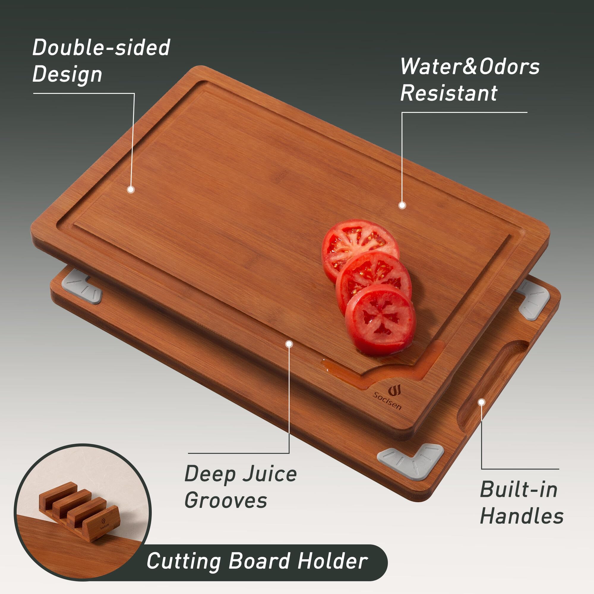 Socisen small cutting board 9x6 with juice groove for quick prep