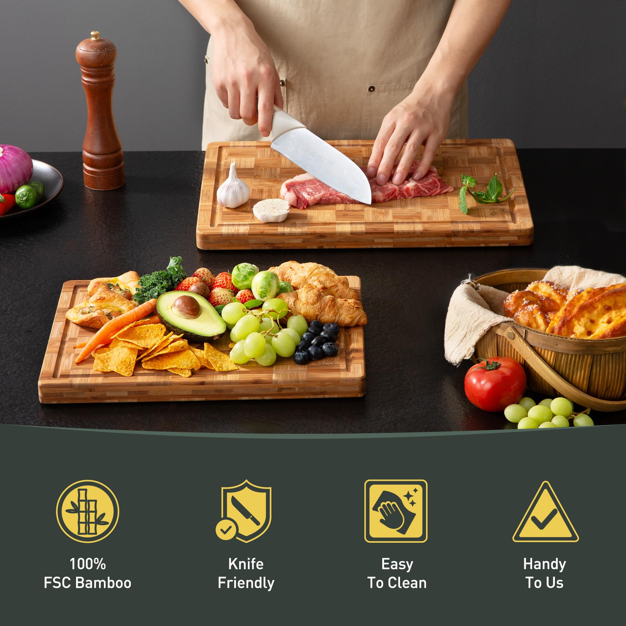Socisen charcuterie board-ready surface for stylish serving.