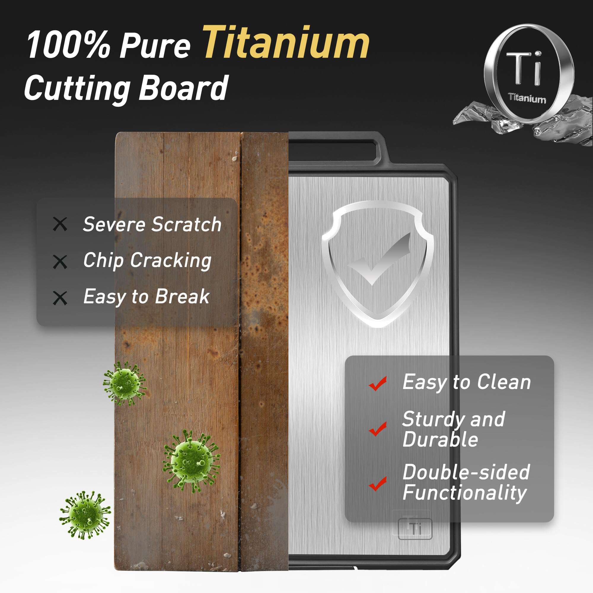 Socisen cutting board built-in round handle for easy carrying.