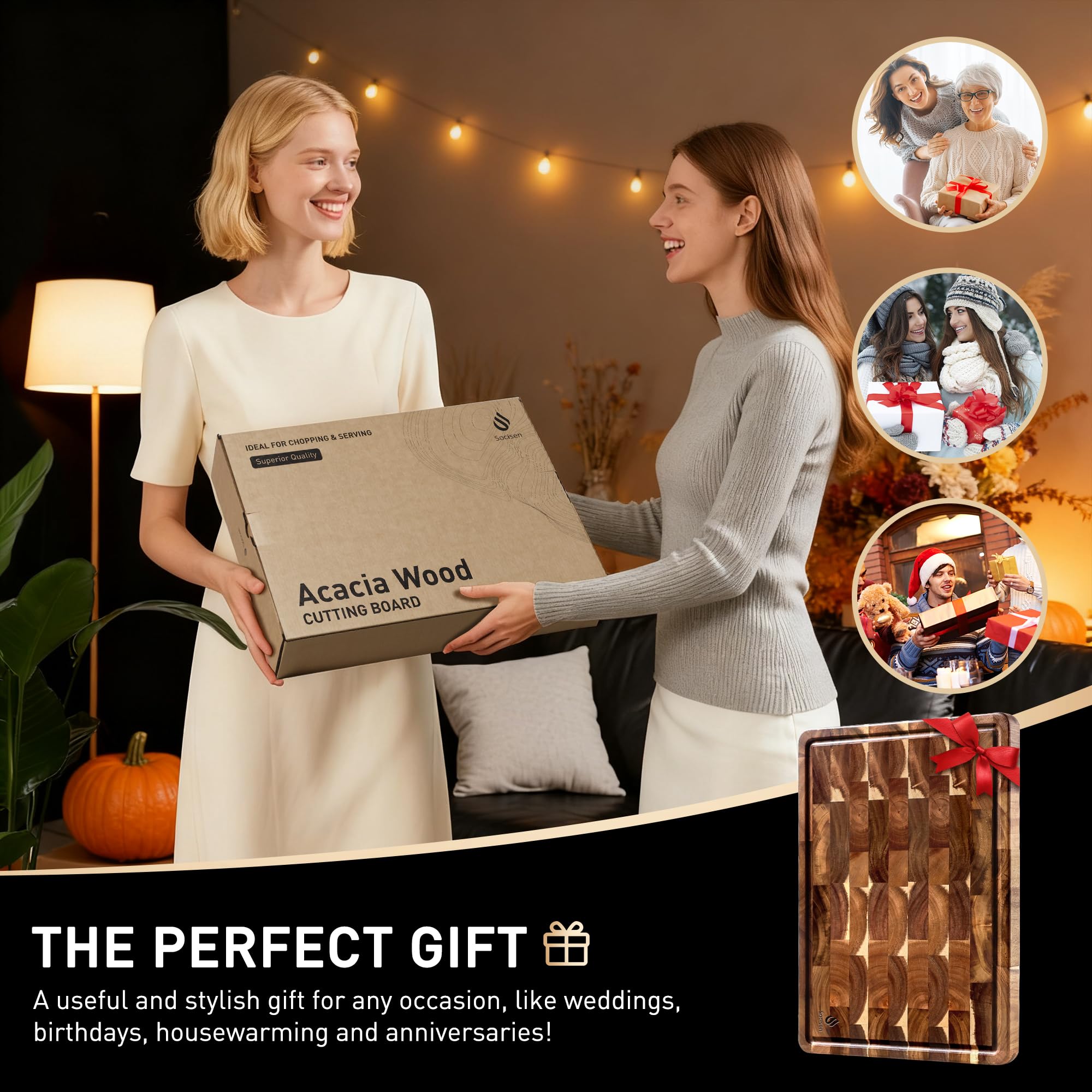 Socisen board displayed as charcuterie serving platter