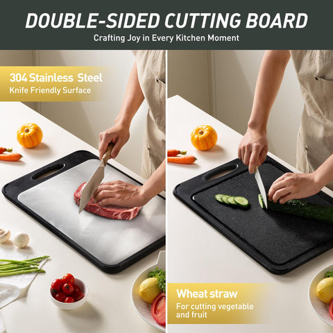 Socisen cutting board with garlic grinding zone for quick prep