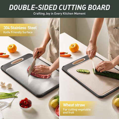 Socisen cutting board showing built-in juice groove