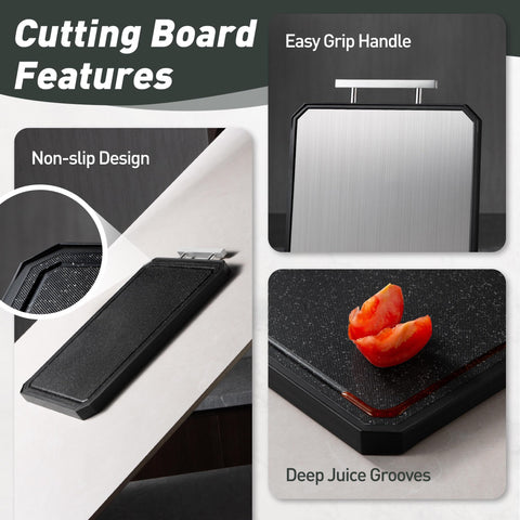 Socisen board highlights built-in juice groove to catch drips.