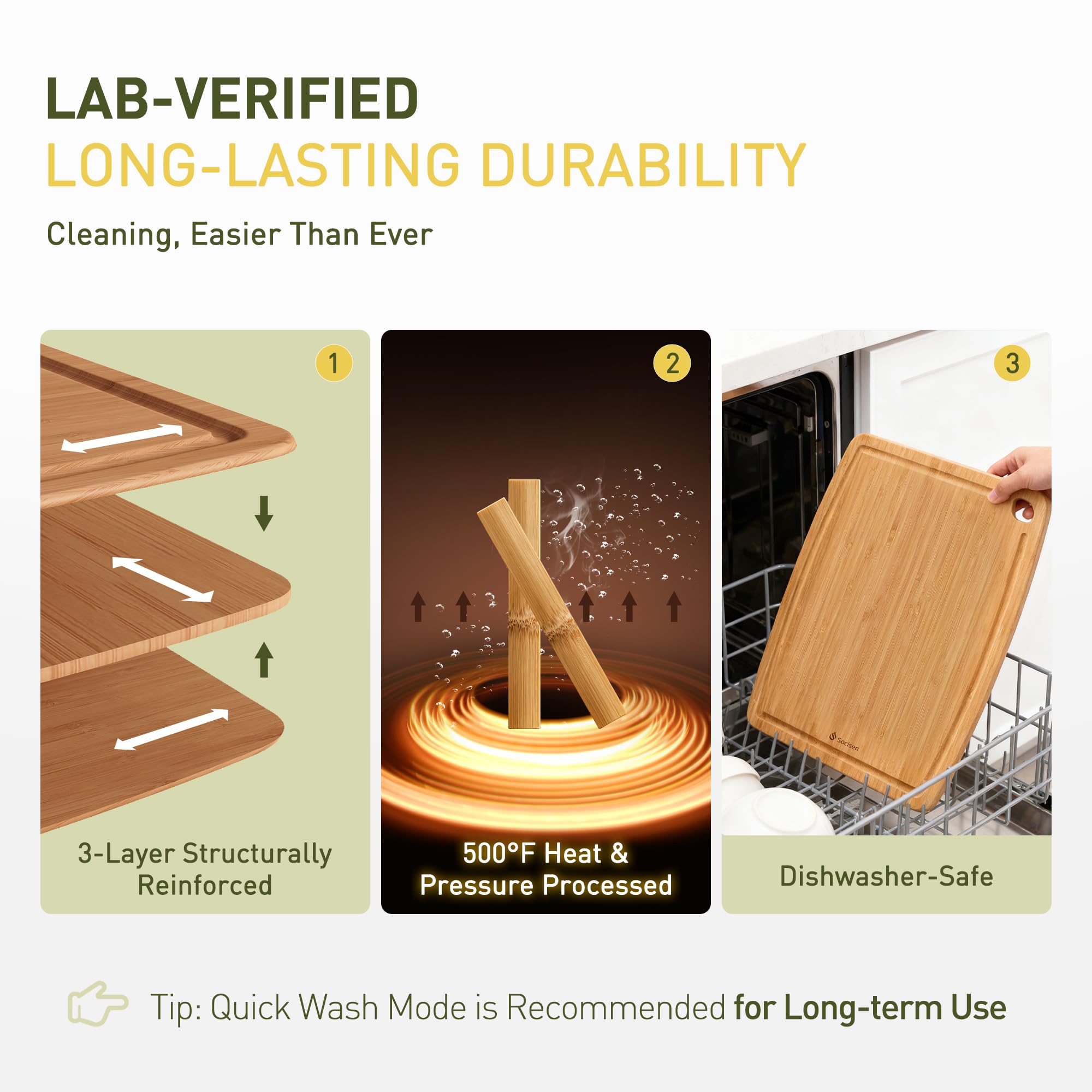Socisen board with non-slip feet stays steady during use.