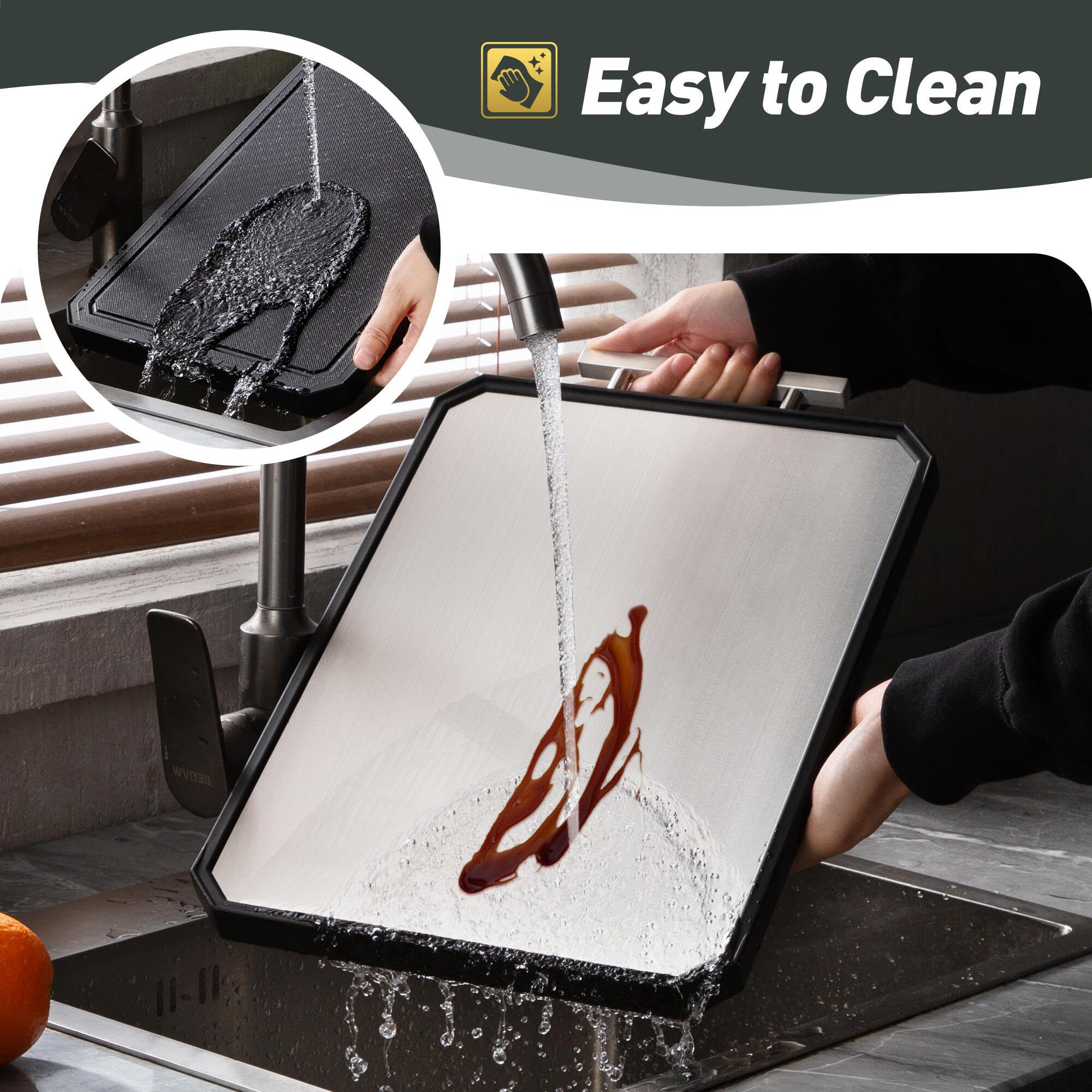 Socisen board features non-slip mats for stable chopping.