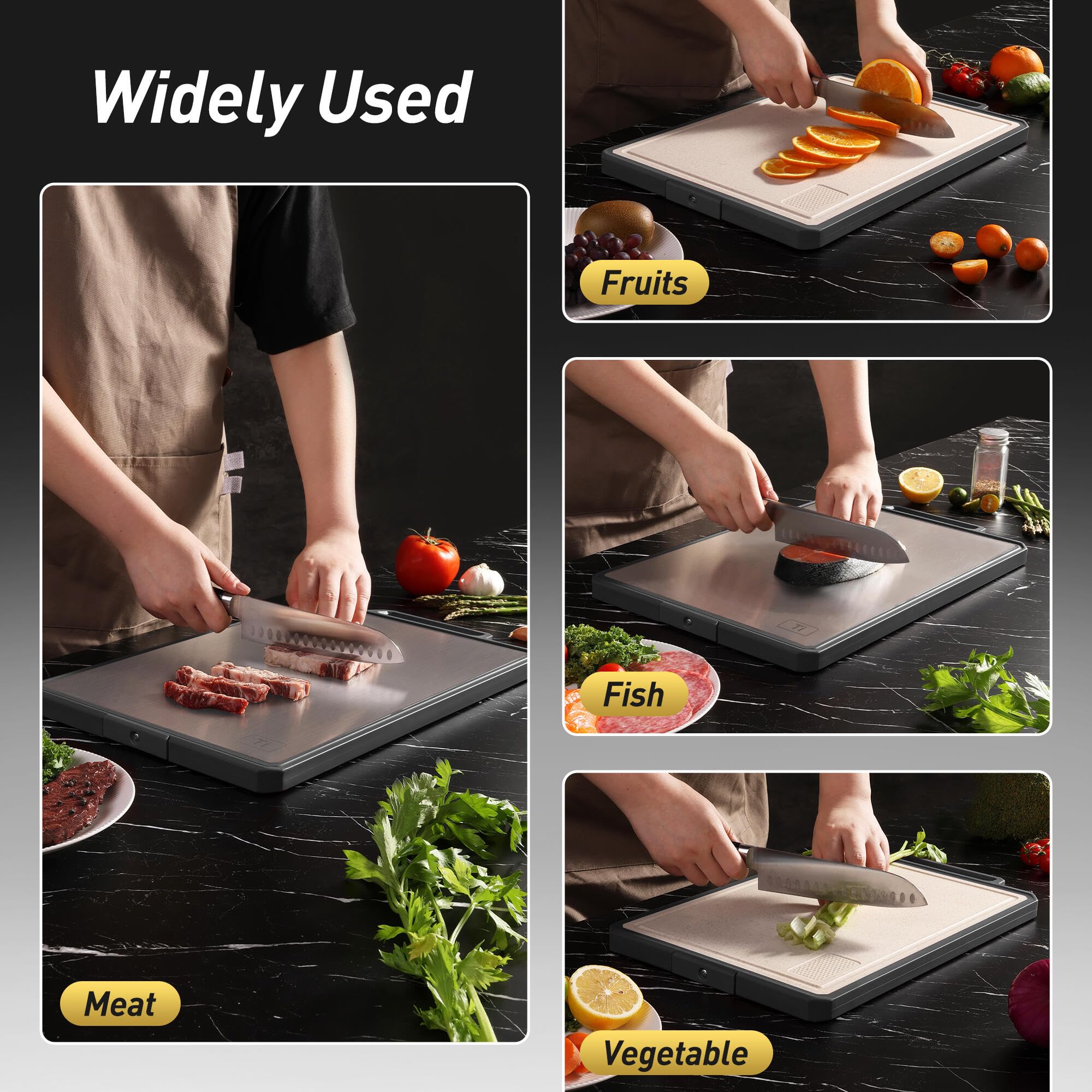 Socisen cutting board with non-slip mats for stable chopping.