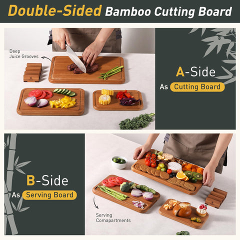 Socisen cutting board set 12x8in on the counter for efficient chopping
