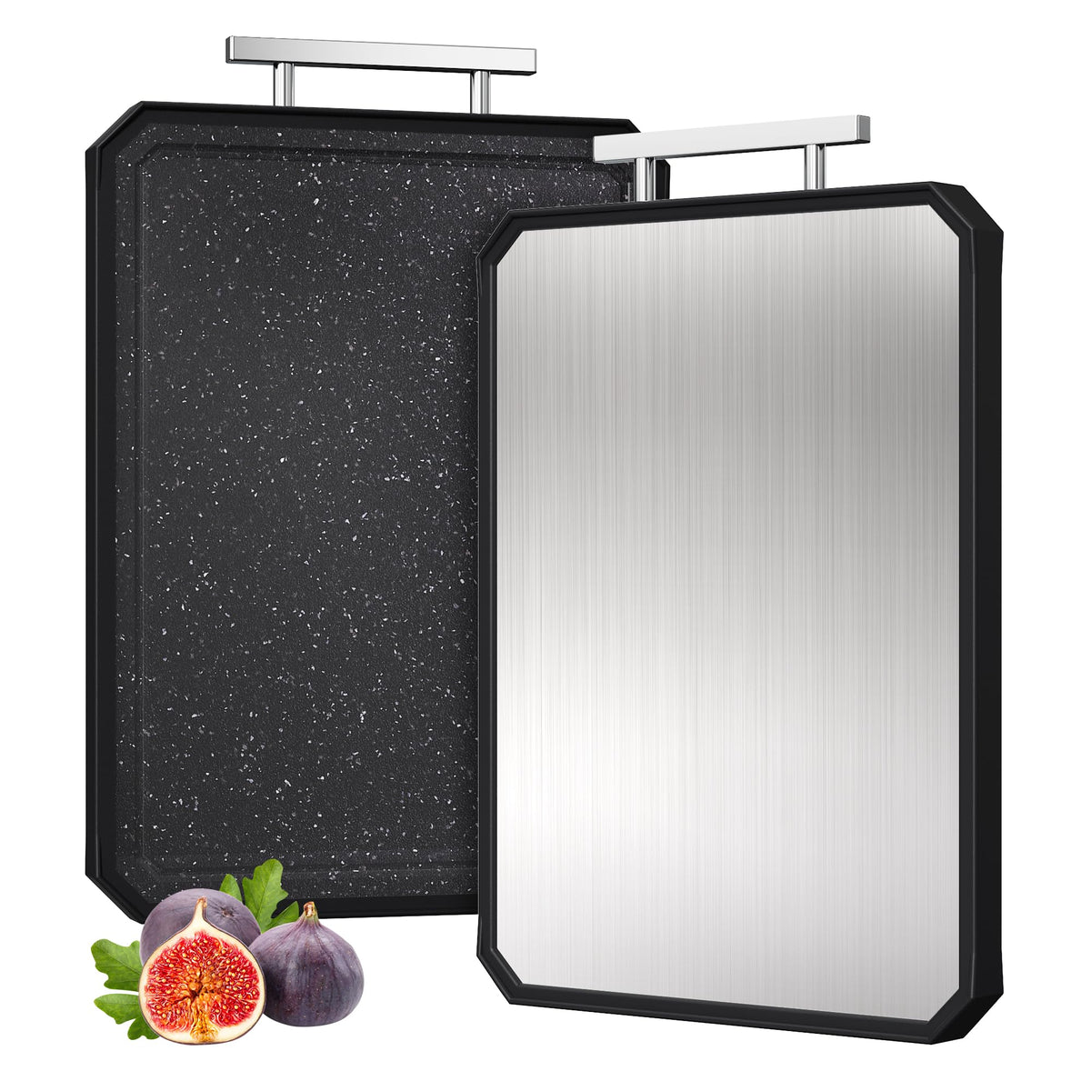 Socisen dual-sided cutting board with steel side for precise meat slicing.