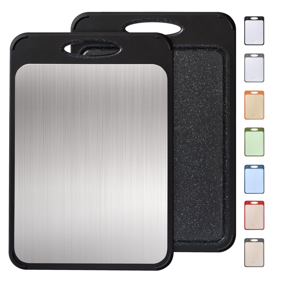 Socisen dual-sided cutting board with stainless steel and wheat straw surfaces for meats and produce