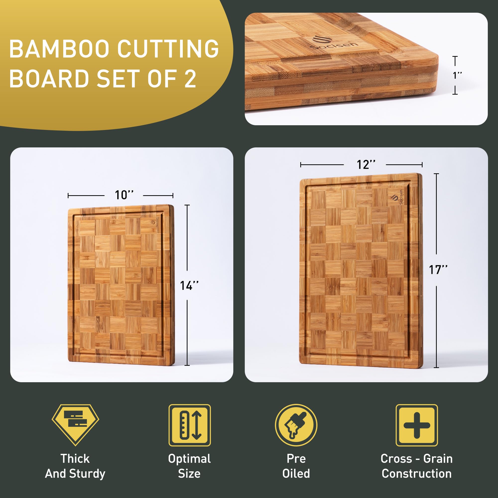 Socisen knife-friendly surface stays ultra-smooth to protect blades.