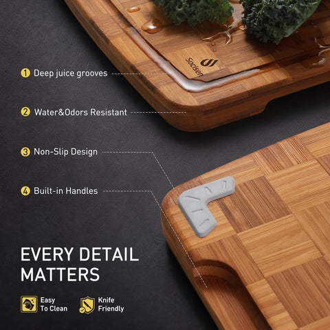 Socisen extralarge bamboo board used for charcuterie serving