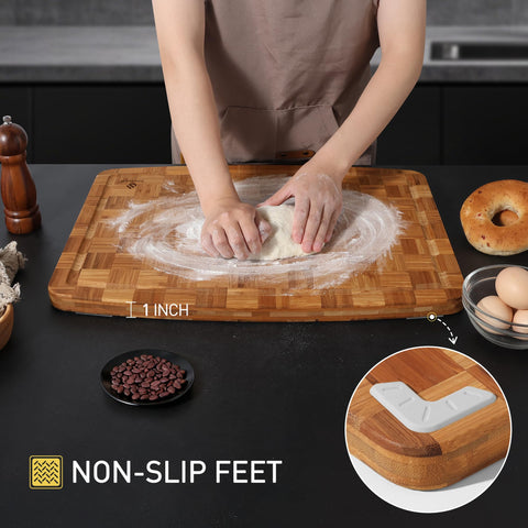 Socisen extralarge bamboo board knife-friendly surface preserves blade sharpness