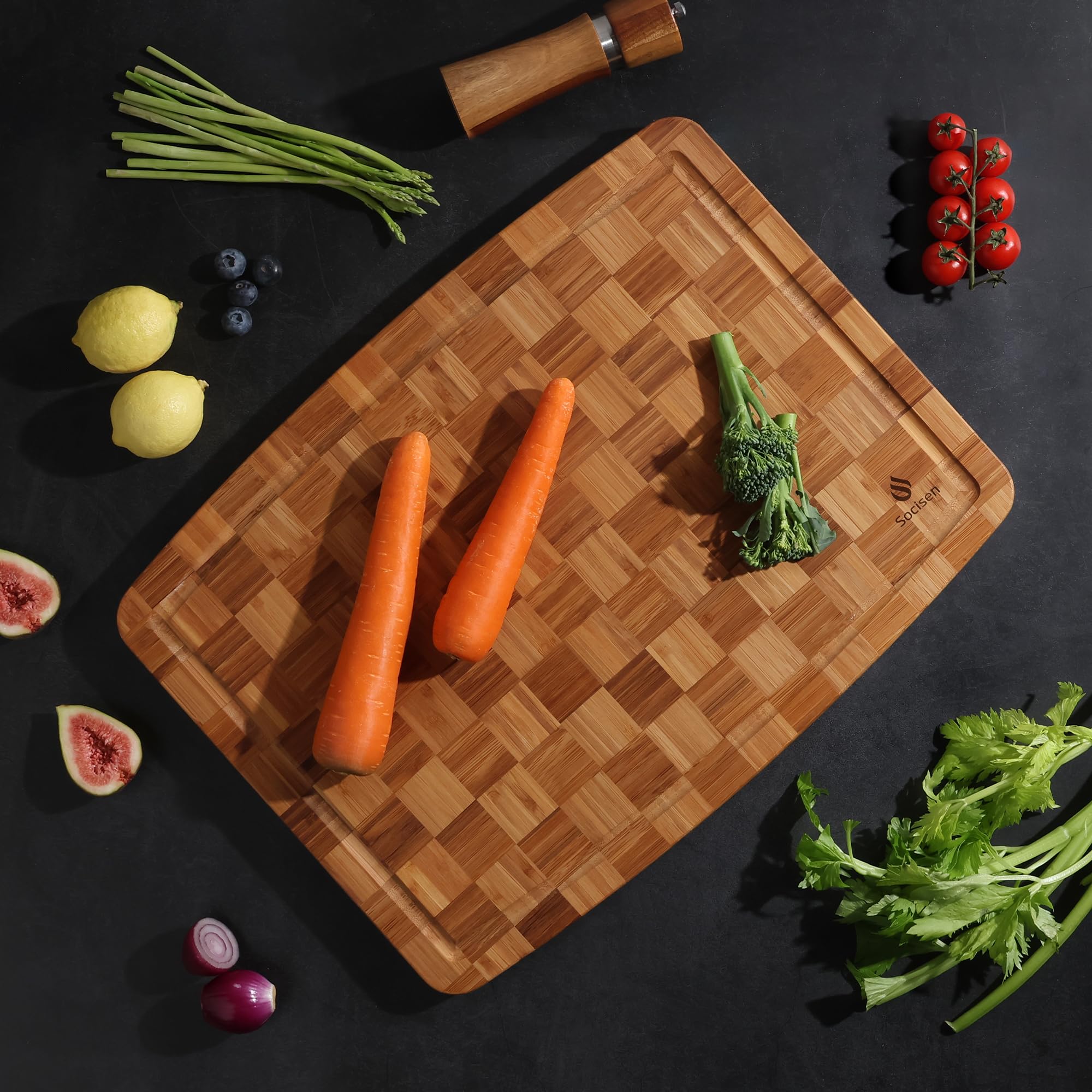 Socisen extralarge bamboo board rounded edges for comfortable handling