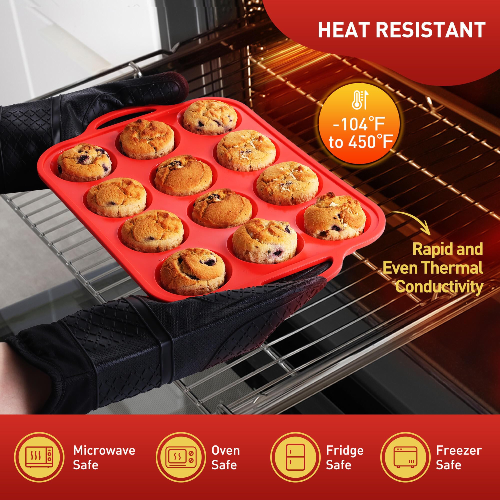 Socisen oven-safe silicone muffin tray ready for baking