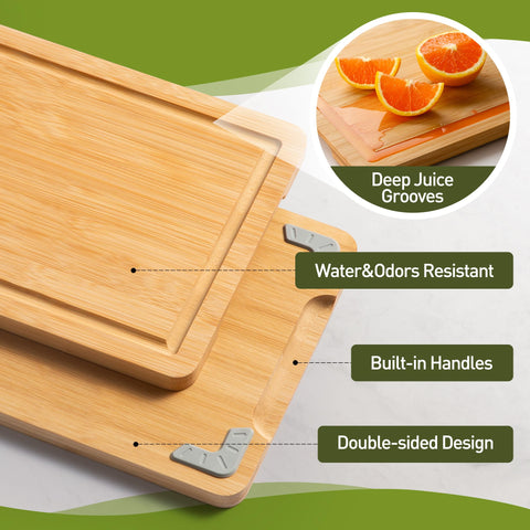 Over-sink drainage design helps catch juices and reduce mess.