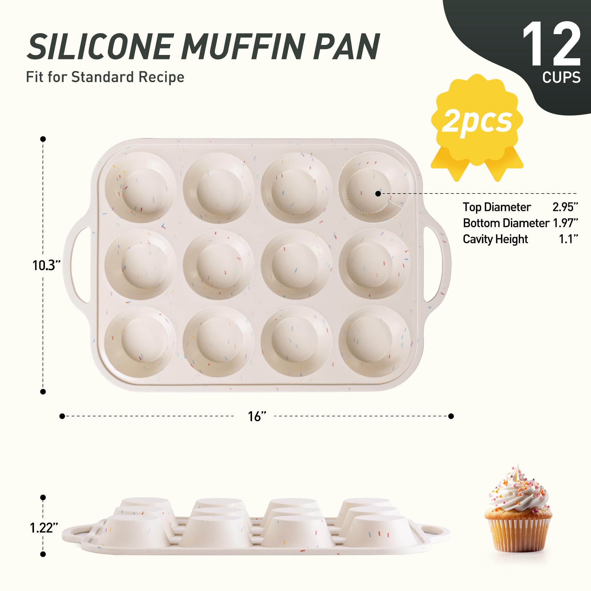 Socisen regular 12-cup muffin pan in a 4x3 layout for batch baking.