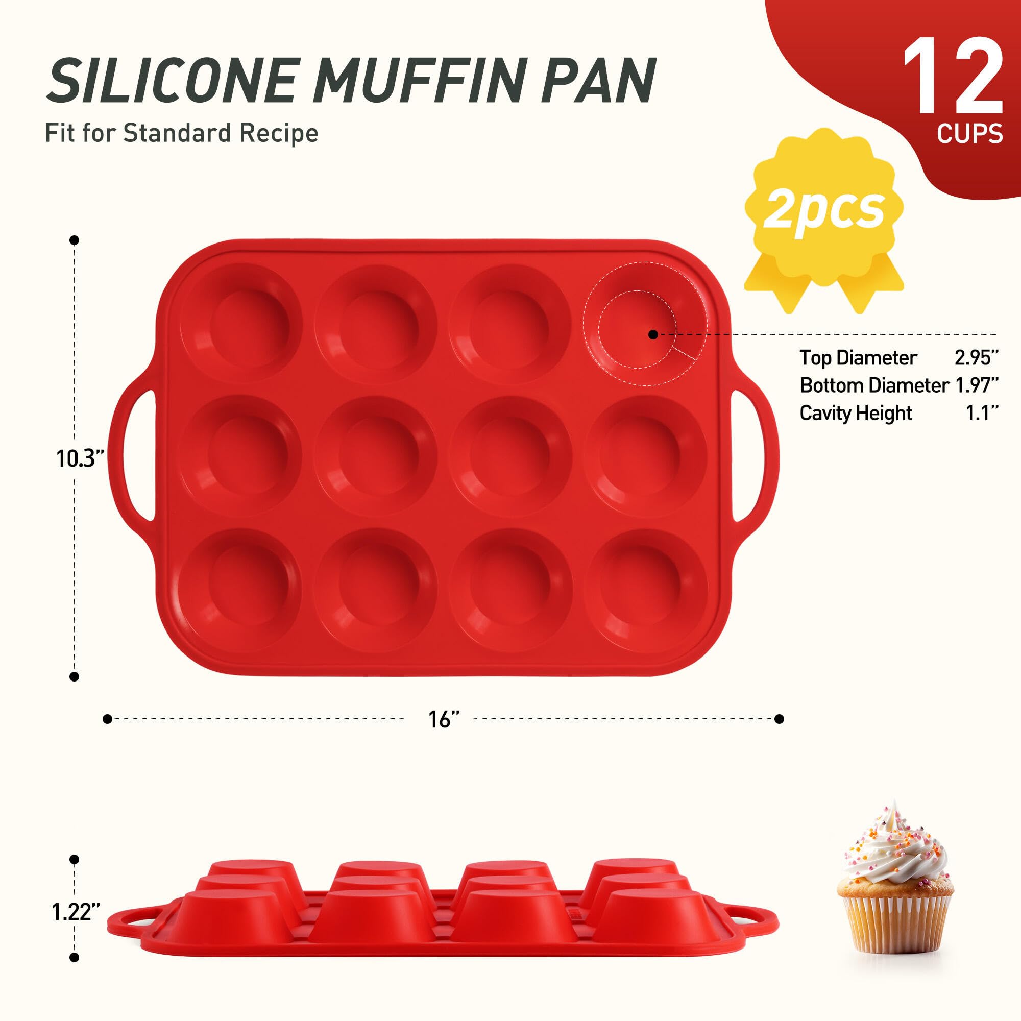 Socisen muffin pan with cross-frame and side handles for safe transfers