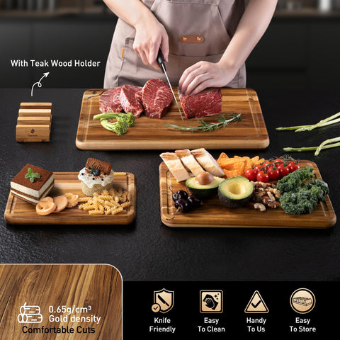 Socisen teak wood charcuterie board showcases natural grain for serving