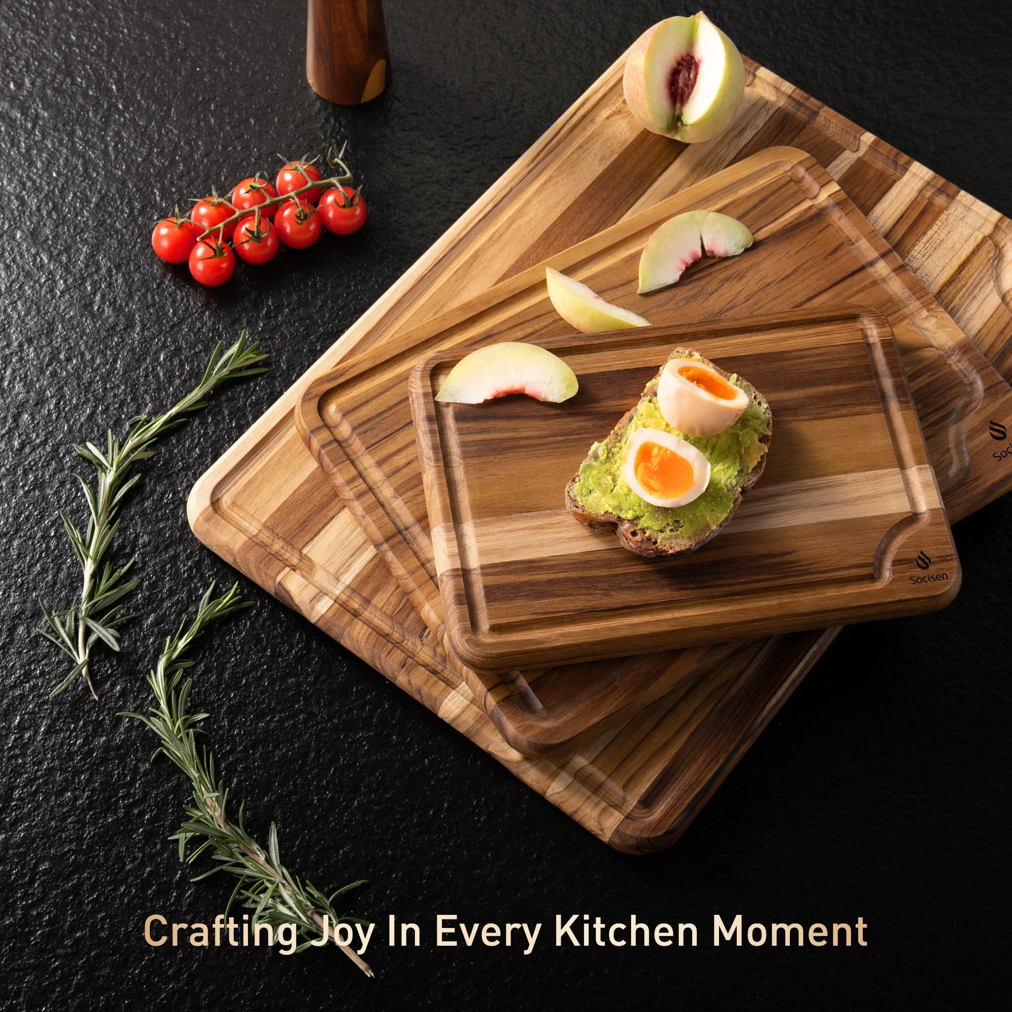 Socisen teak boards provide a smooth glide for easy cutting