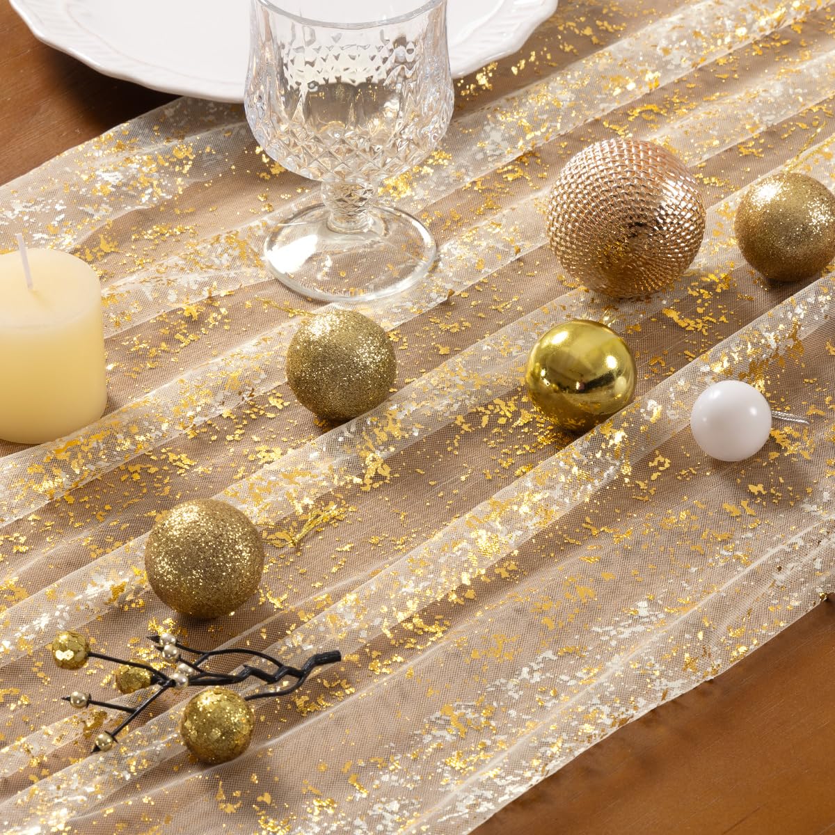 Socomi beige cheesecloth runner close-up shows soft texture and rustic charm.