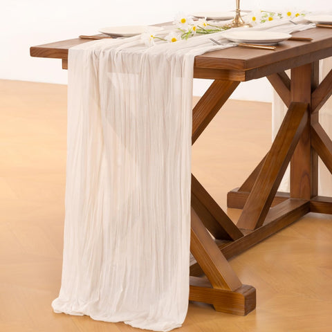 Socomi cheesecloth runner for Valentines Day table, adding romantic informal charm