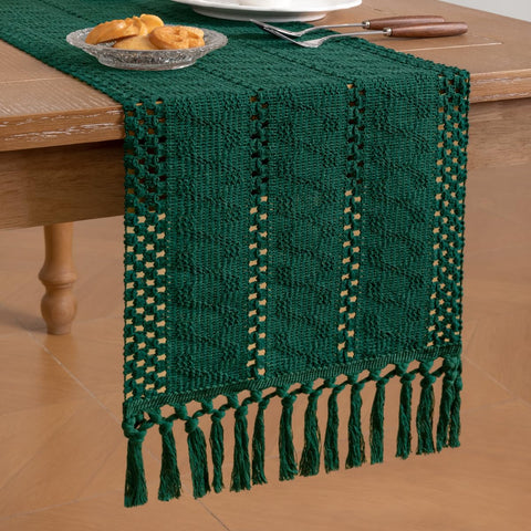 Socomi dresser scarf adds warmth and cohesion to bedroom or entryway decor.